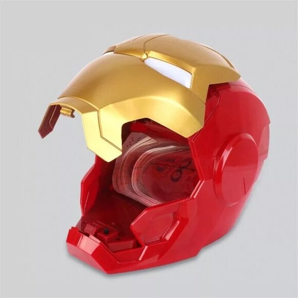 Iron Man Helmet Electric Piggy Bank Password Lock Banknote Storage Kids Toy. - Picture 2 of 6